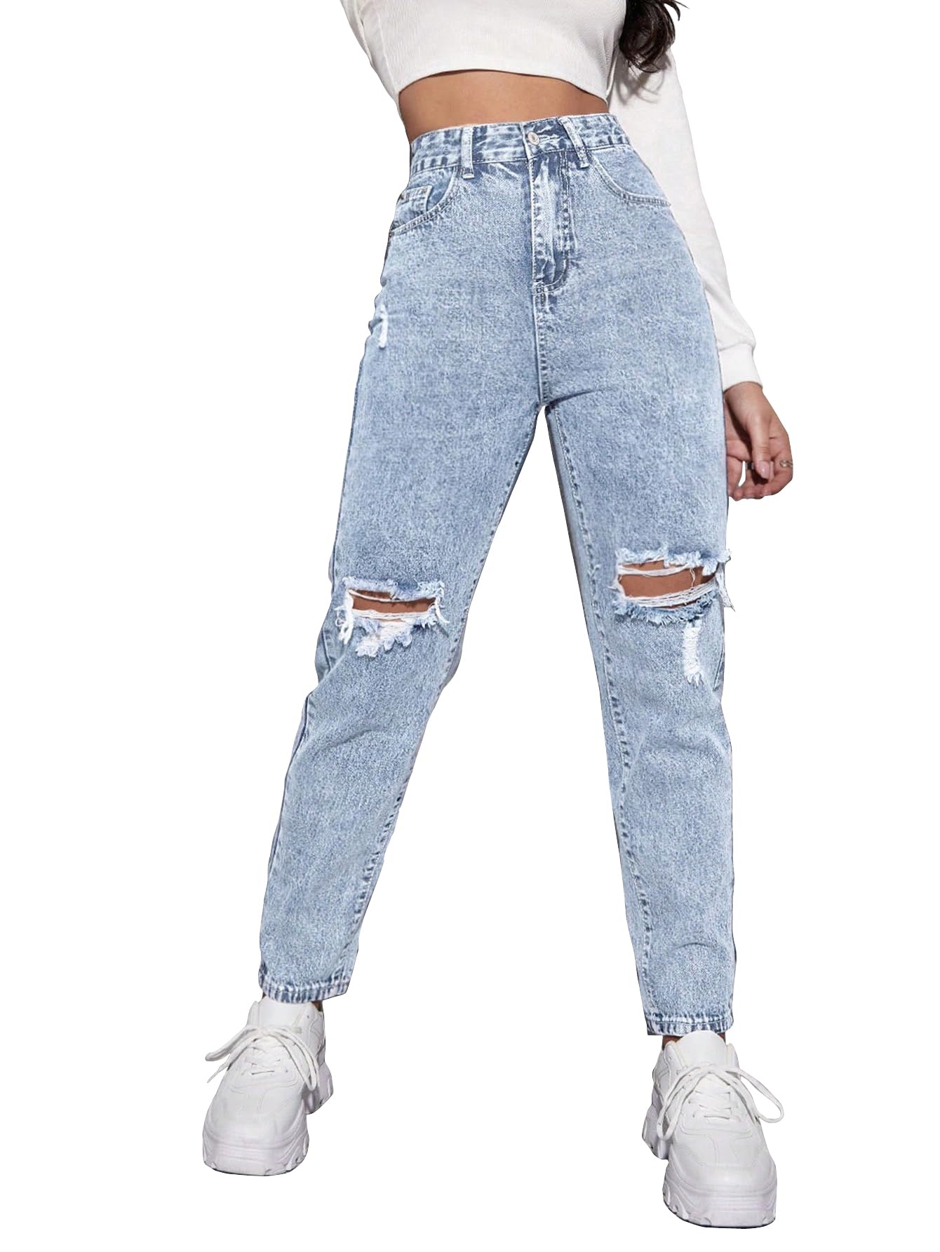 Shasmi Light Blue Womens High Rise Cotton Ankle Length Jeans for Women Jeans II Denim Cotton Jeans Pant for Women II Cotton Pan