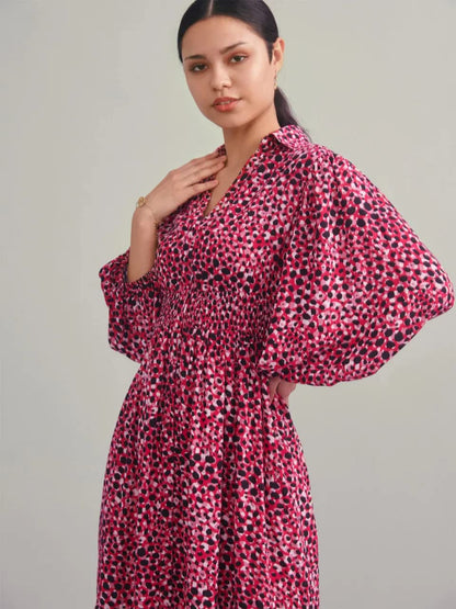 Greciilooks Womens Rayon A-Line Regular Fit Dress (Pink, Medium)
