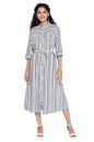 Aurelia WomenS Viscose Blue Shirt Collar Straight Dress Above The Knee (21Aua12362-702177 S)