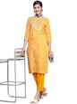 ishin Women's Yellow Embroidered Straight Kurta Set With Trouser