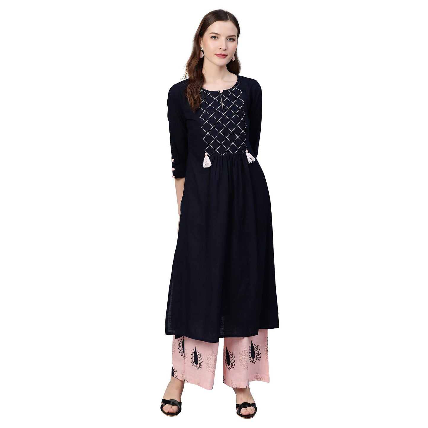 Idalia Navy Blue And Light Pink Kurta Set