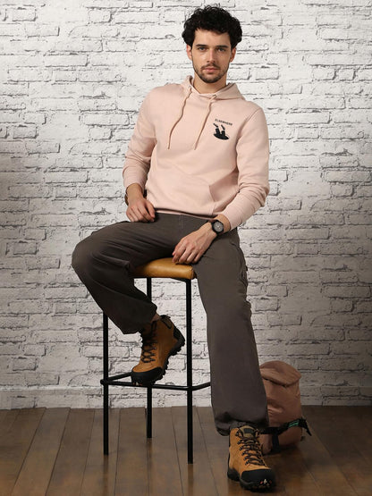 Nobero MenS Cotton Blend Neck Hooded Regular Fit Sweatshirt (1M-Twho-C0680_Pink Clay_Medium)