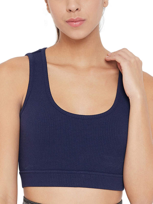 Clovia Womens Polyester Lightly Padded Wire Free Sports Bra (BR2056P08XXL_Blue_2XL)