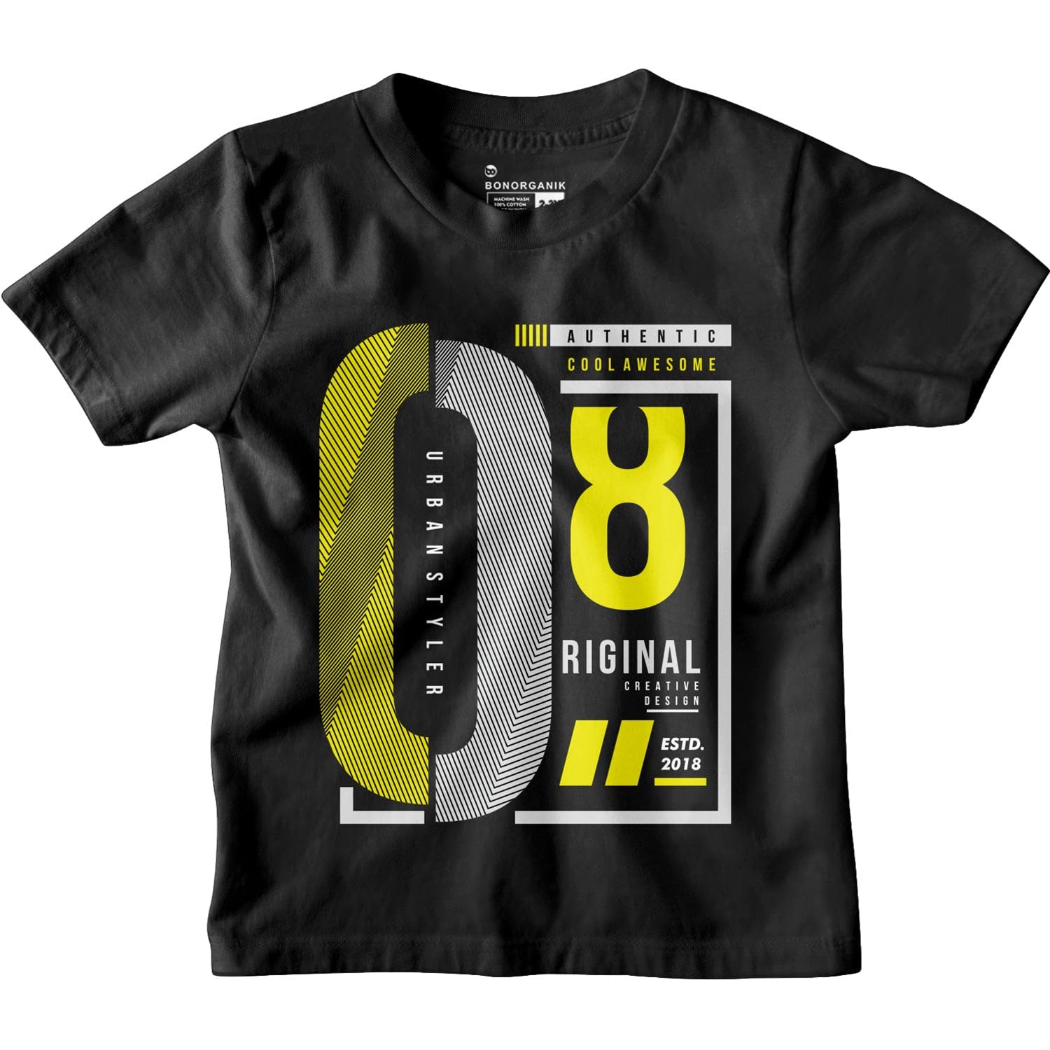 Bon Organik Boys Regular Fit T-Shirt (BON12176_Black