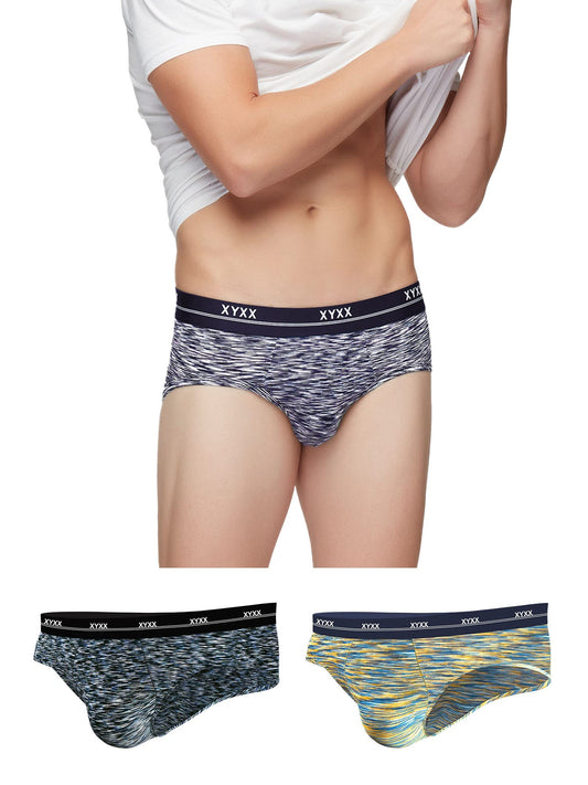 XYXX Mens Underwear Artisto IntelliSoft Antimicrobial Micro Modal Brief Pack of 3 (Yellow & Blue ; Blue & White ; Black & Blue;