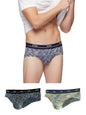 XYXX Mens Underwear Artisto IntelliSoft Antimicrobial Micro Modal Brief Pack of 3 (Yellow & Blue ; Blue & White ; Black & Blue;