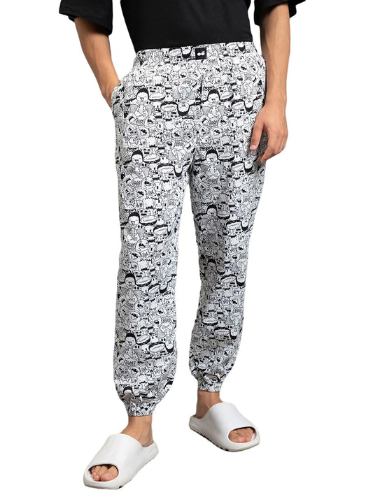 Bewakoof Mens All Over printed Regular Fit Pyjama_570857_Multicolor_2XL