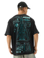The Souled Store Official Top Gun: Blueprint Men and Boys Short Sleeve Round Neck Black Graphic Printed Cotton Oversized T-Shirt