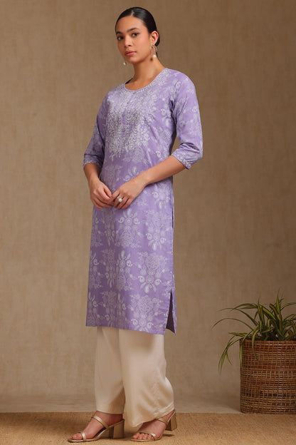 Soch WomenS Pure Cotton Botanical Regular Kurta (Cws5Ku61169_Purple