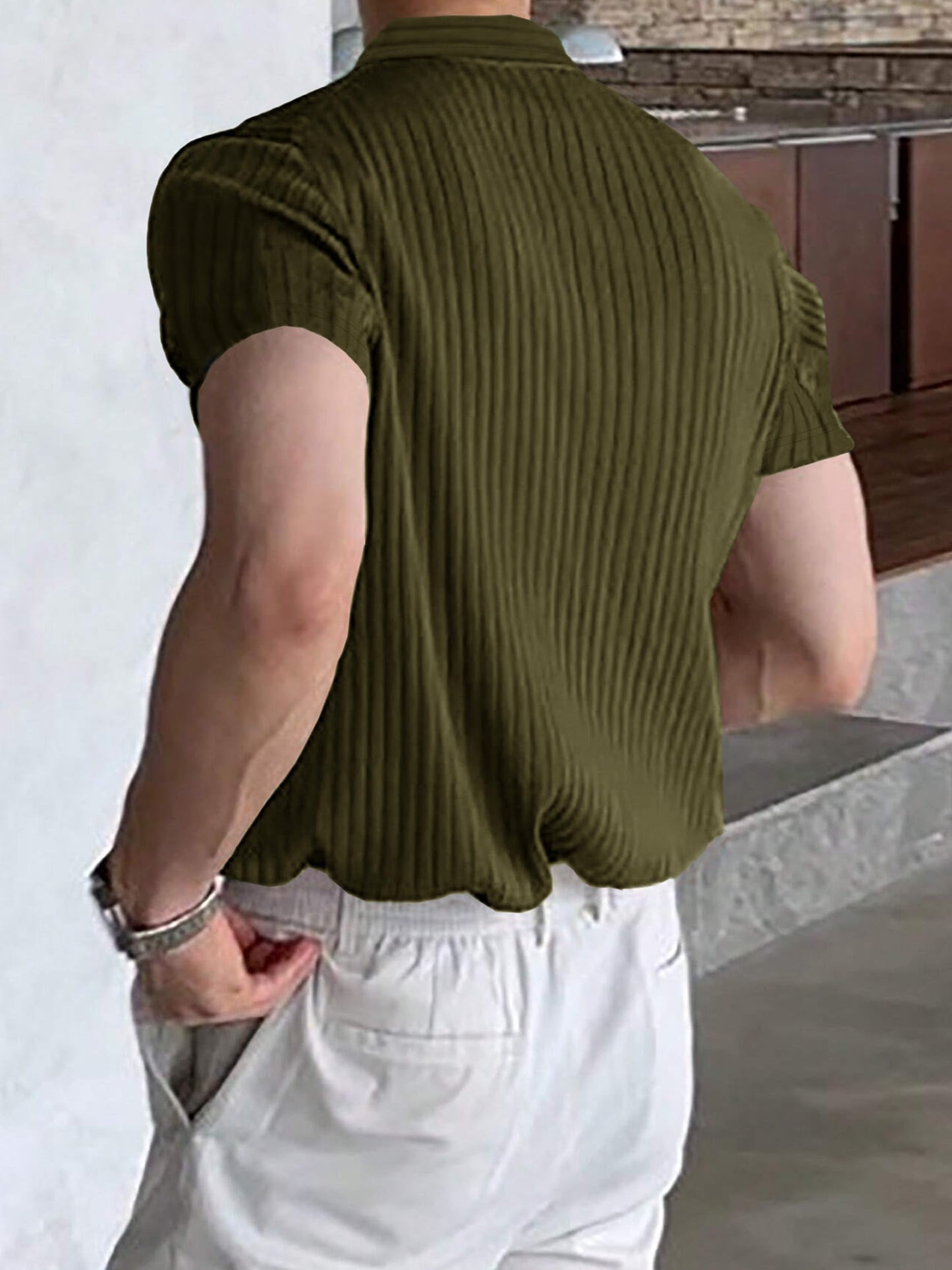 Noble Monk Relax Fit Polo Neck T-Shirt Olive Green