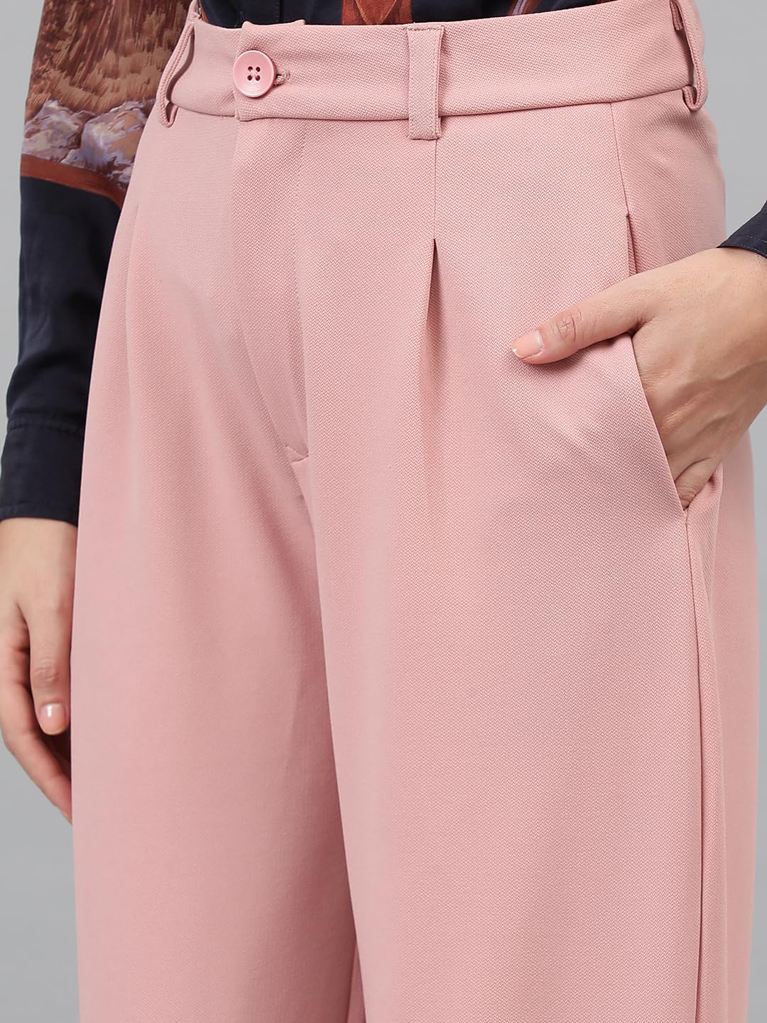 Kotty Womens Polyester Blend Straight Fit Trousers Salmon Pink