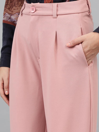 Kotty Womens Polyester Blend Straight Fit Trousers Salmon Pink