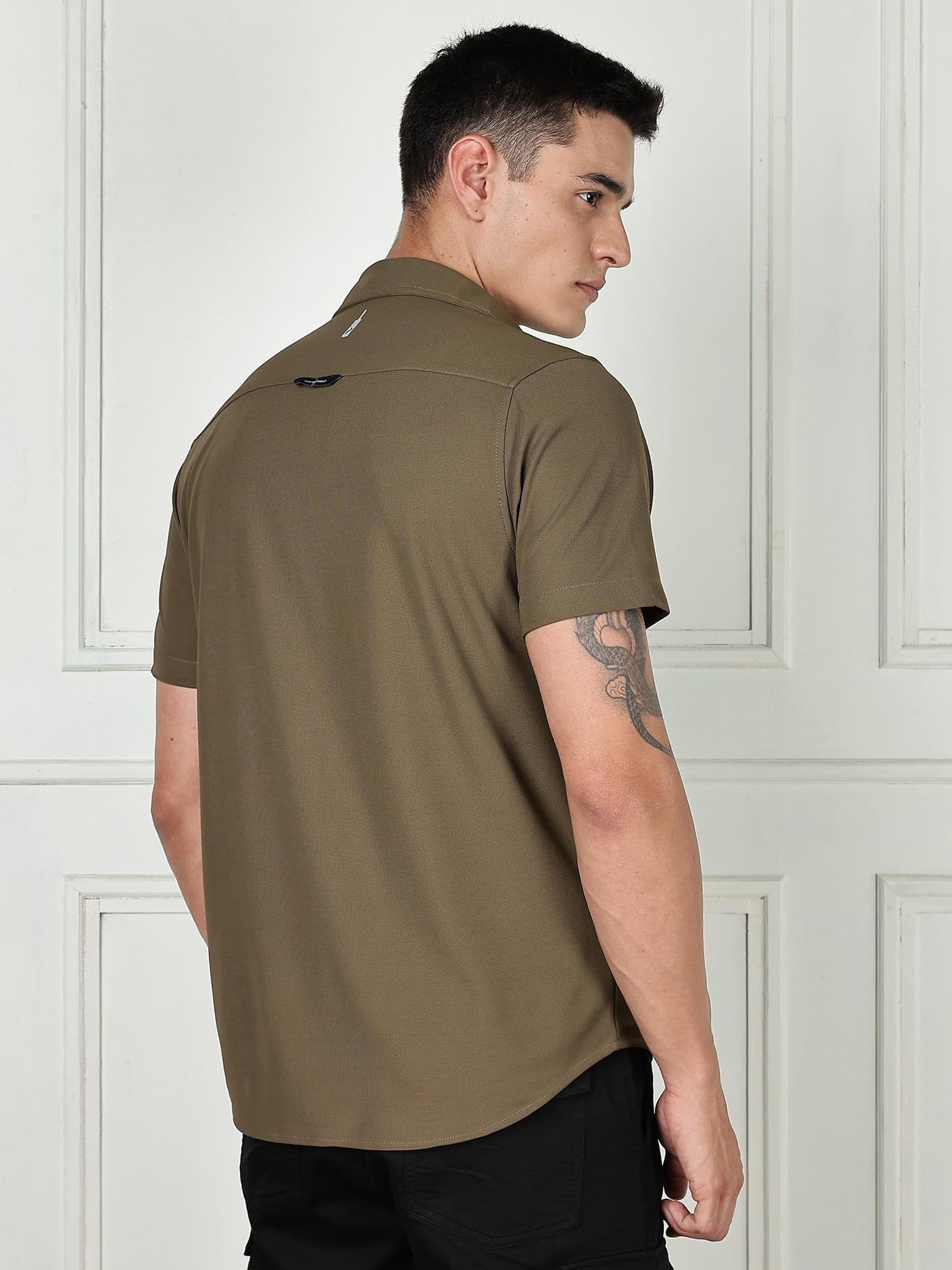 Thomas Scott Mens | Premium | Spread Collar | Slim Fit | Short Sleeves | 4 Way Stretch | Coolmax | Knitted | Casual | Shirts fo
