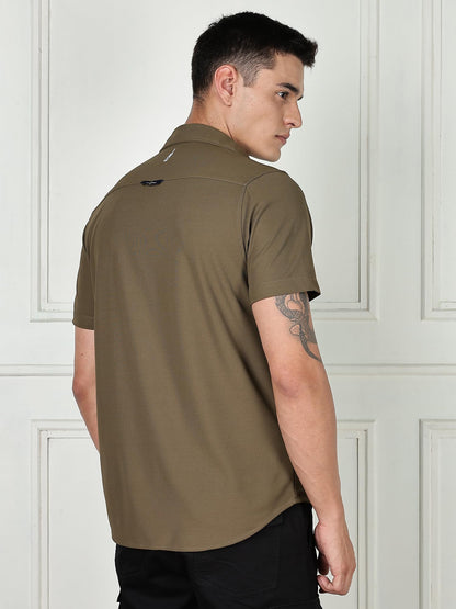 Thomas Scott Mens | Premium | Spread Collar | Slim Fit | Short Sleeves | 4 Way Stretch | Coolmax | Knitted | Casual | Shirts fo