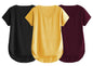 Fabricorn Combo Of Three Plain Black, Mustard Yellow And Wine V-Neck Up And Down Cotton Tshirt For Women (Black, Mustard Yellow,