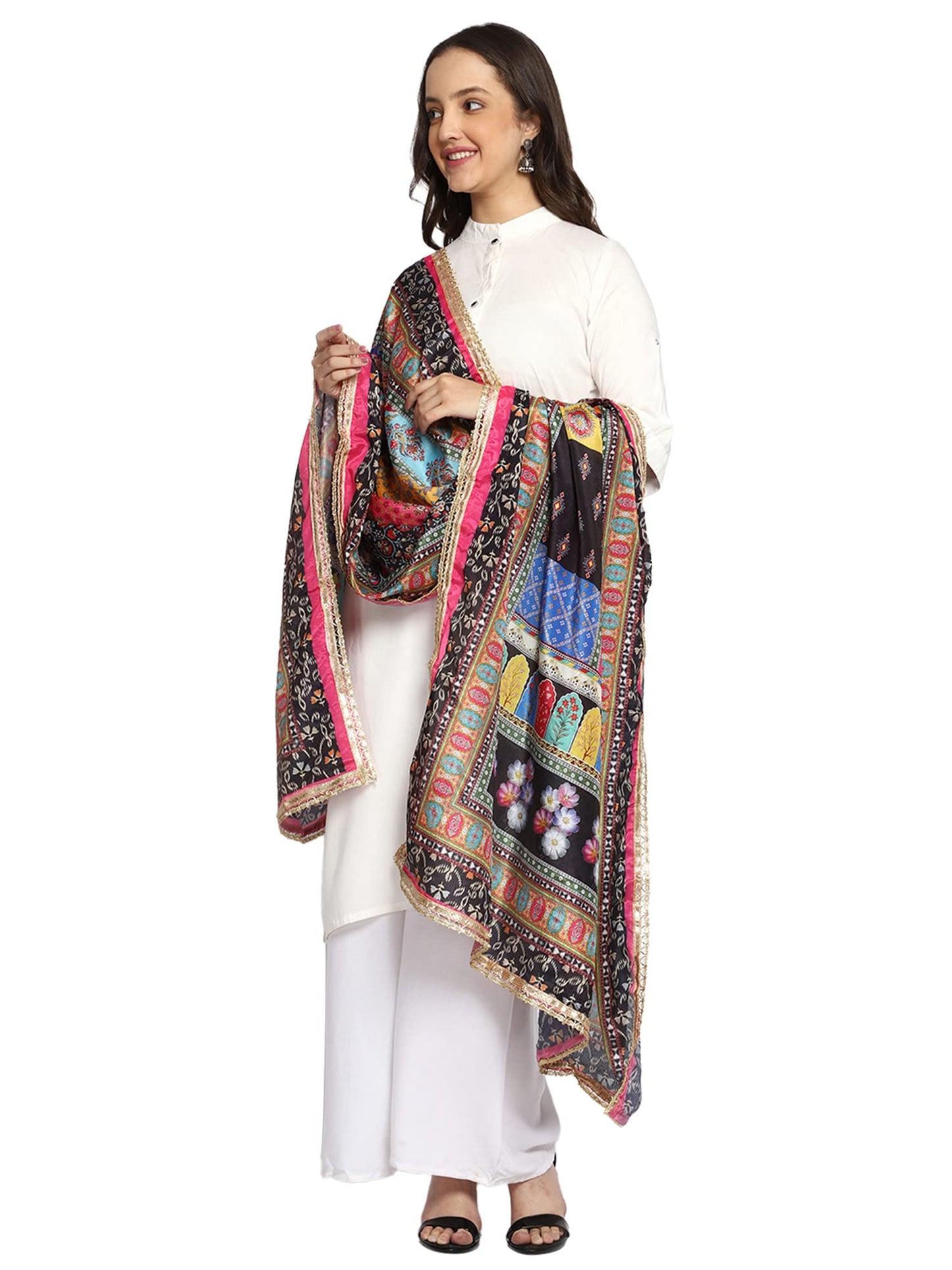 Weavers Villa WomenS Poly Silk Digital Graphic Printed Ethnic Dupatta, Chunni, 2.25 Mtrs