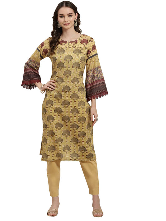 Womanista Women Cotton Abstract Straight Kurta
