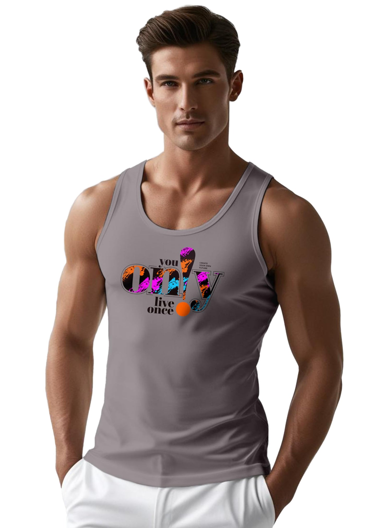Peppyzone Mens Printed Regular Fit Vest (TT-Trendy-19_Grey3