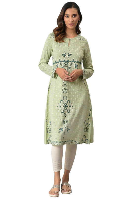 W for Woman Acrylic Women Light A-Line Floral Printed Winter Regular Kurta