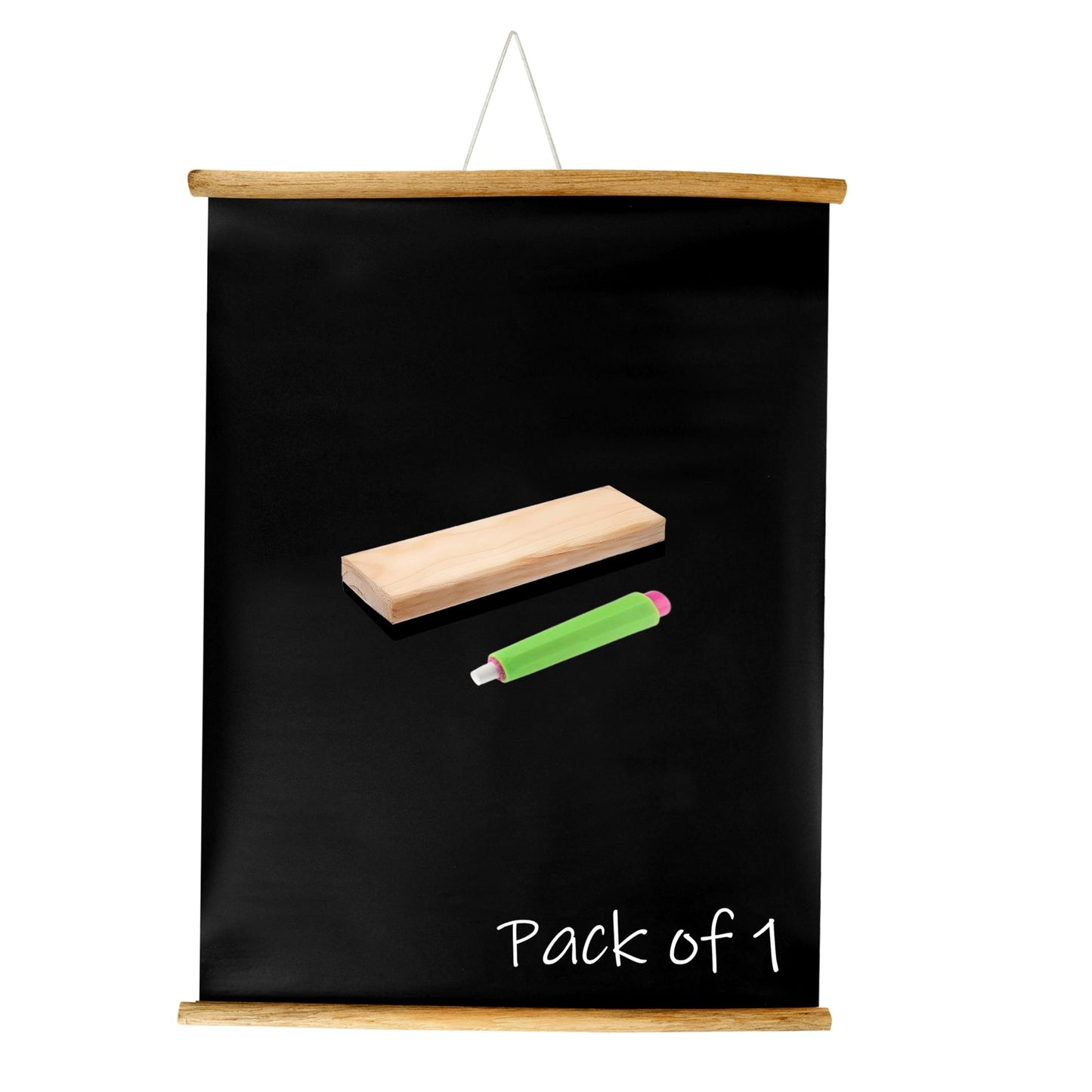 Eduway 20X30 Inch Wall Hanging Wooden Roll-Up Black Board/Chalkboard | For Home, Office, School, Kids | With 1 Premium Wooden Du