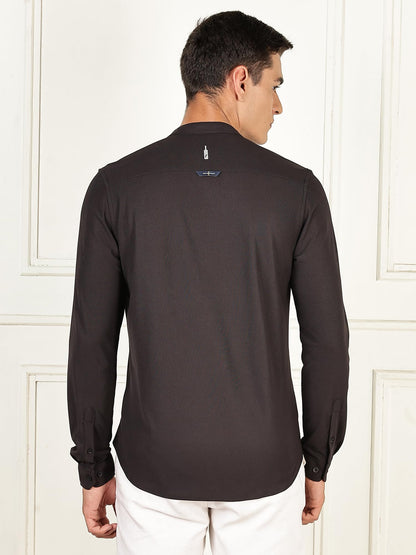 Thomas Scott Mens | Premium | Mandarin Collar | Slim Fit | Long Sleeves | 4 Way Stretch | Coolmax | Knitted | Casual | Shirts f