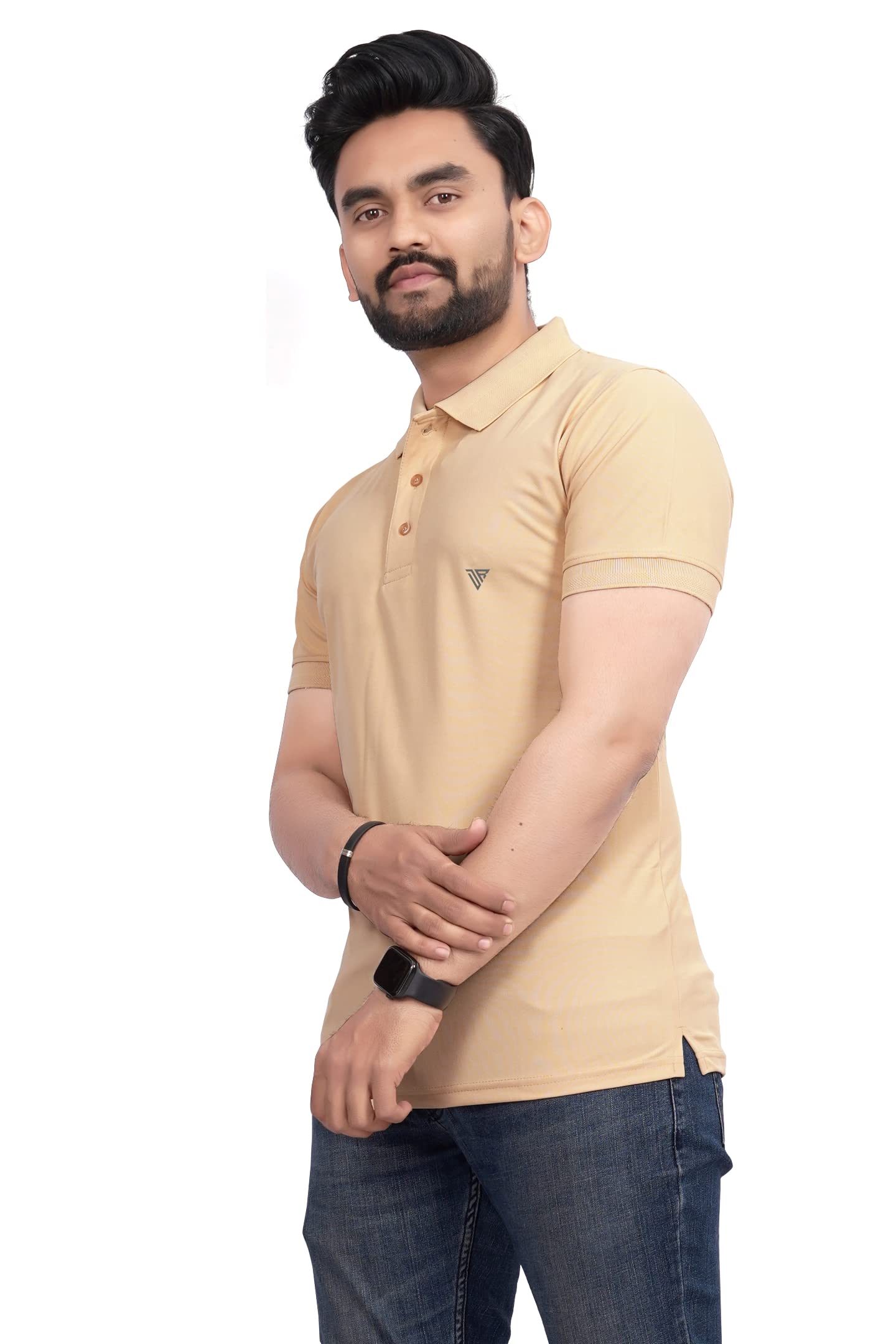 More & More MenS Solid Regular Fit Polo
