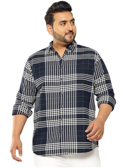 Thomas Scott | Mens | Checks Printed | Plus Size | Regular Fit | Knitted | 100% Cotton | Long Sleeve | Shirts for Men (TS1741_N