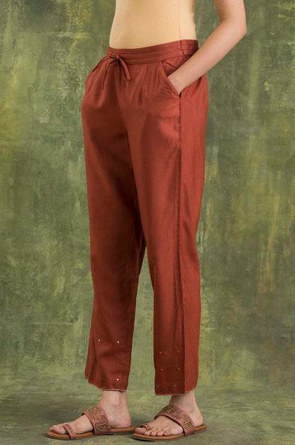 Folksong Strechable Straight Pants for Women | Trousers for Women | W for Woman