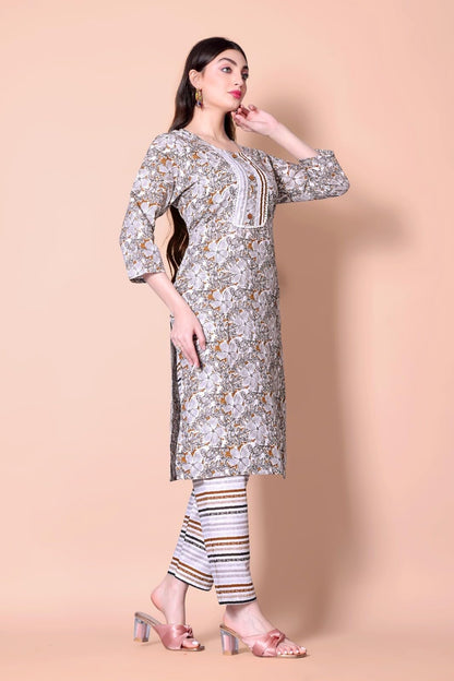 Shiv Textiles Pure Cotton Kurta Pant Set For Women
