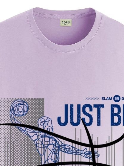 ADRO Men's Graphic Printed 100% Cotton T-Shirt - Regular Fit, Printed T-Shirts for Men (RN24-BCL-PU_Purple)