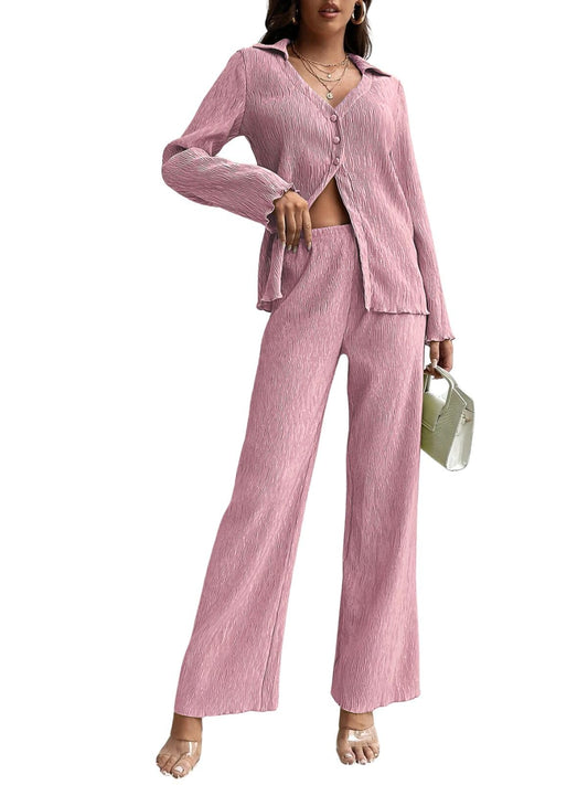 Greciilooks Co Ord Set For Women Stylish | Trendy Poly Lycra Textured Blend Pajama Set | Trendy Korean Winter Travel Outfit | Li