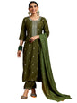 Libas WomenS Silk Blend Kurta Set (Gs947_Olive