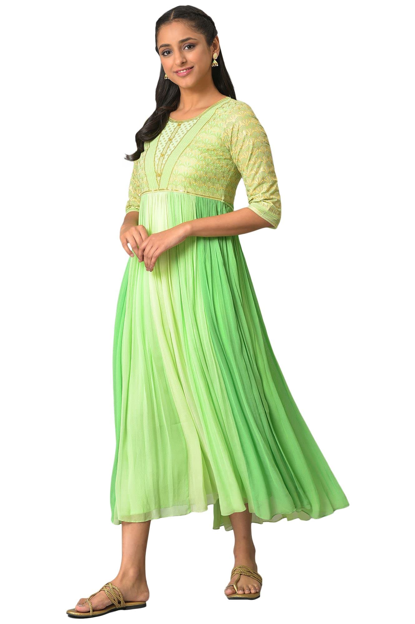 Aurelia Green Embroidered Regular Kurta With Sequins