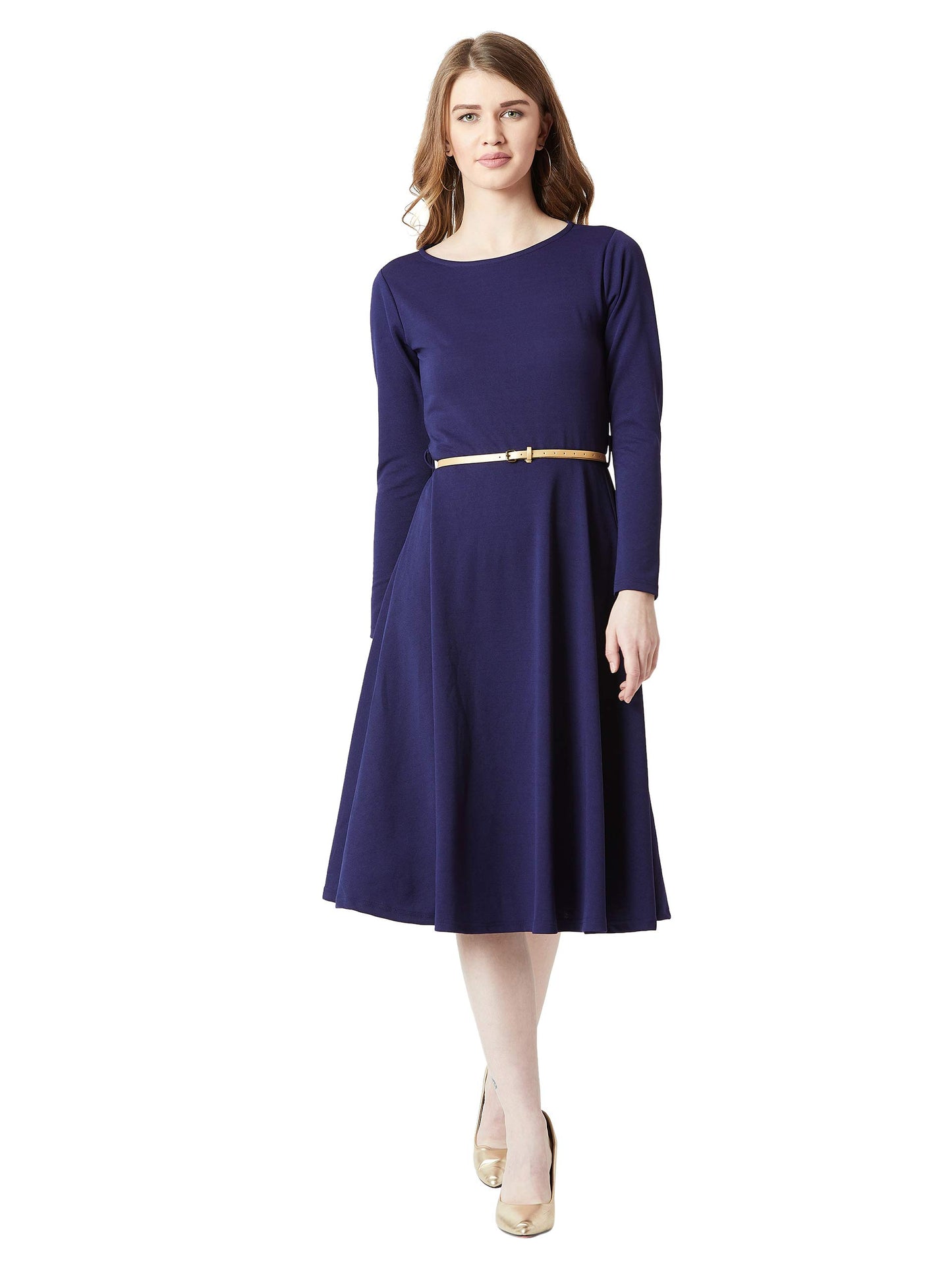 Miss Chase Womens Synthetic Skater Dress(MCAW18D12-37-71-02,Navy Blue,X-Small)