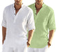 Hemrin Combo Of MenS Cotton Blend Full Sleeve Short Kurta Shirt With Mandarin Collar Pack Of 2