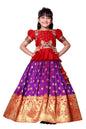 White Button GirlS Pattu Pavadai Readymade Lehenga Choli For Girls Dress
