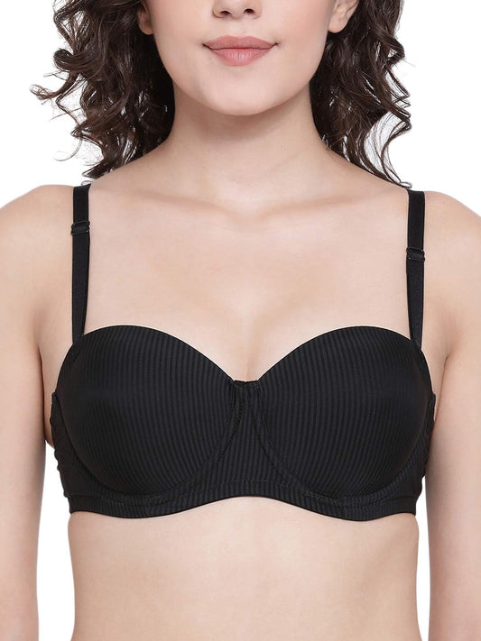 Clovia Womens Padded Underwired Demi Cup Multiway Balconette (BR2080R13_Black_40B)