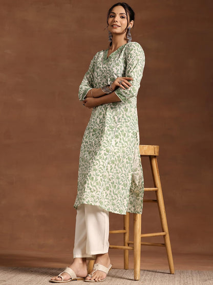Libas WomenS Cotton Printed Regular Kurta (290550H Green