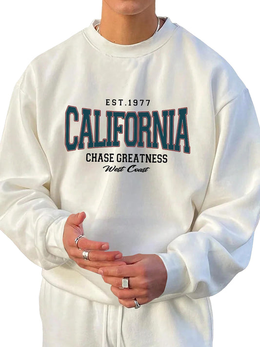 Noble Monk MenS Baggy Fit Sweatshirt | Drop Shoulder Oversized Sweatshirt | Long Sleeve Sweatshirts For Men White