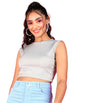 POPWINGS Casual Self-Design Round-Neck Sleeveless Crop Top for Women || Summer Wear Crop Tops for Women || Latest Stylish Wester