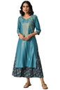 Aurelia WomenS Viscose Liva Blue Zari Embroidered Kurta & Cullote Printed_22Auas13520-505744_S