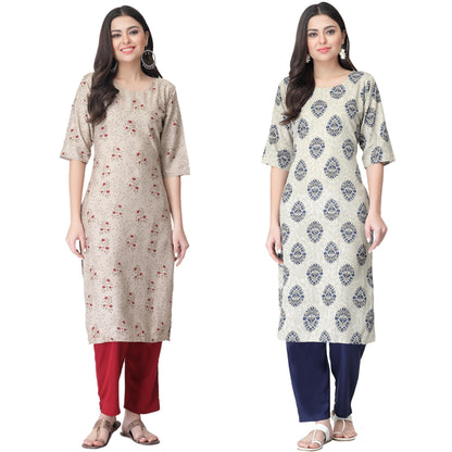 Tee Projekt Versatile Crepe Kurti & Pant Set For Women Printed Kurta Set