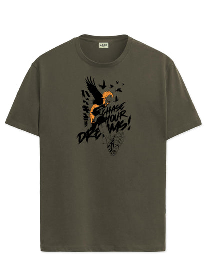 ADRO Mens Anime T Shirt - Premium Cotton Printed Haikyuu Tshirt - Perfect for Haikyuu Fans Print and Comfortable Fit Olive T-Shi