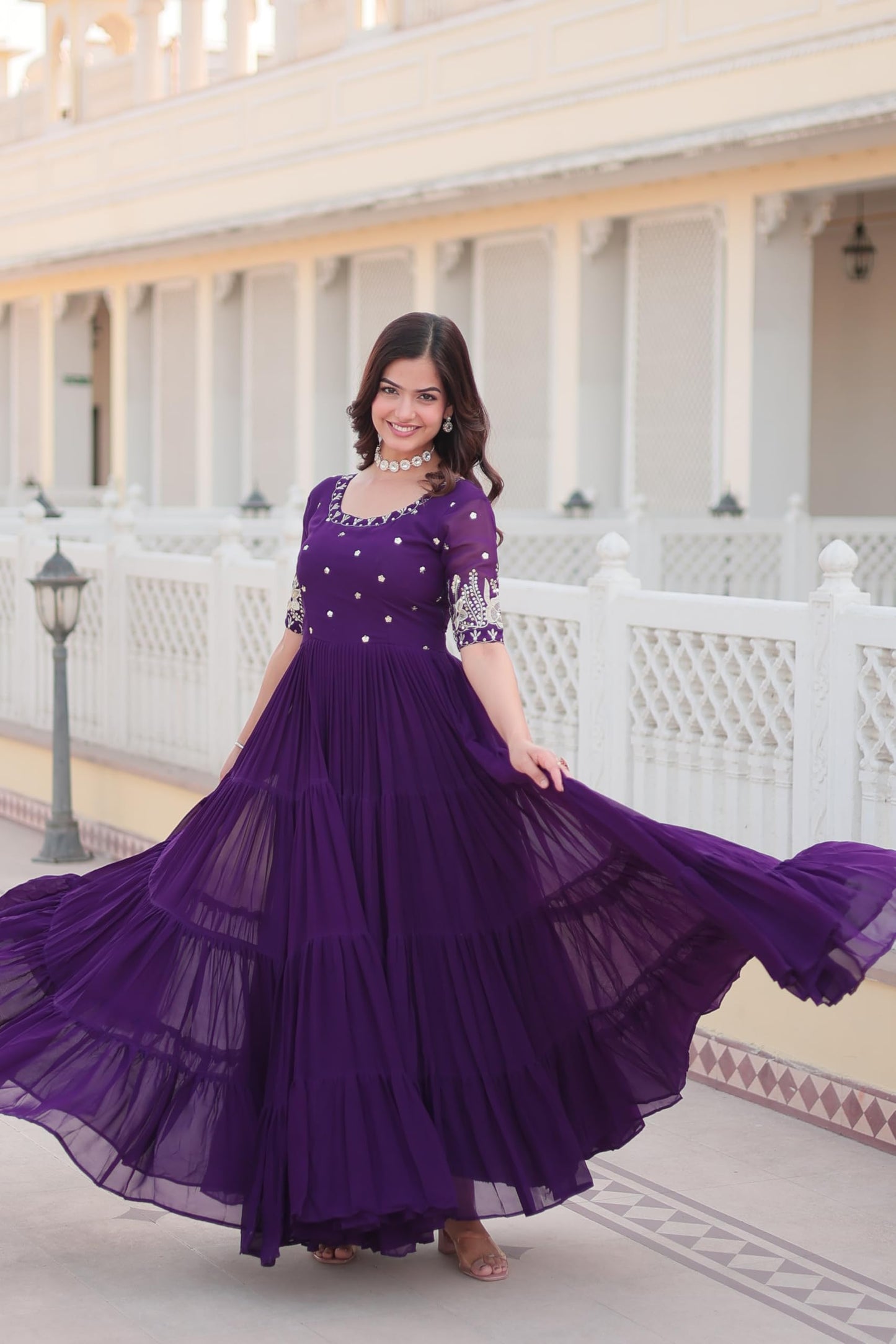 Fashion Basket Anarkali Gown For Women Purple