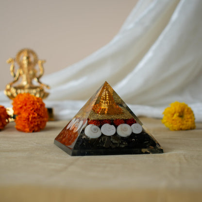 Astrotalk Lakshmi Yantra Pyramid | Pyrite Stone Infused Vastu Pyramid for Wealth & Prosperity | Vastu Items for Home & Office | Attracts Abundance & Positive Energy