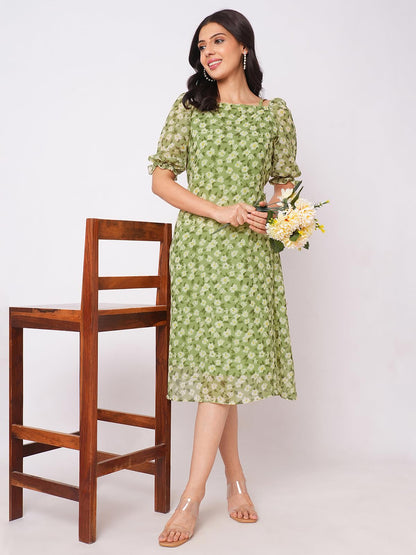 Selvia Western Dress For Women|Georgette Dress For Women|A-Line Dress|Floral Printed Dress For Women|One Piece Dress For Women (