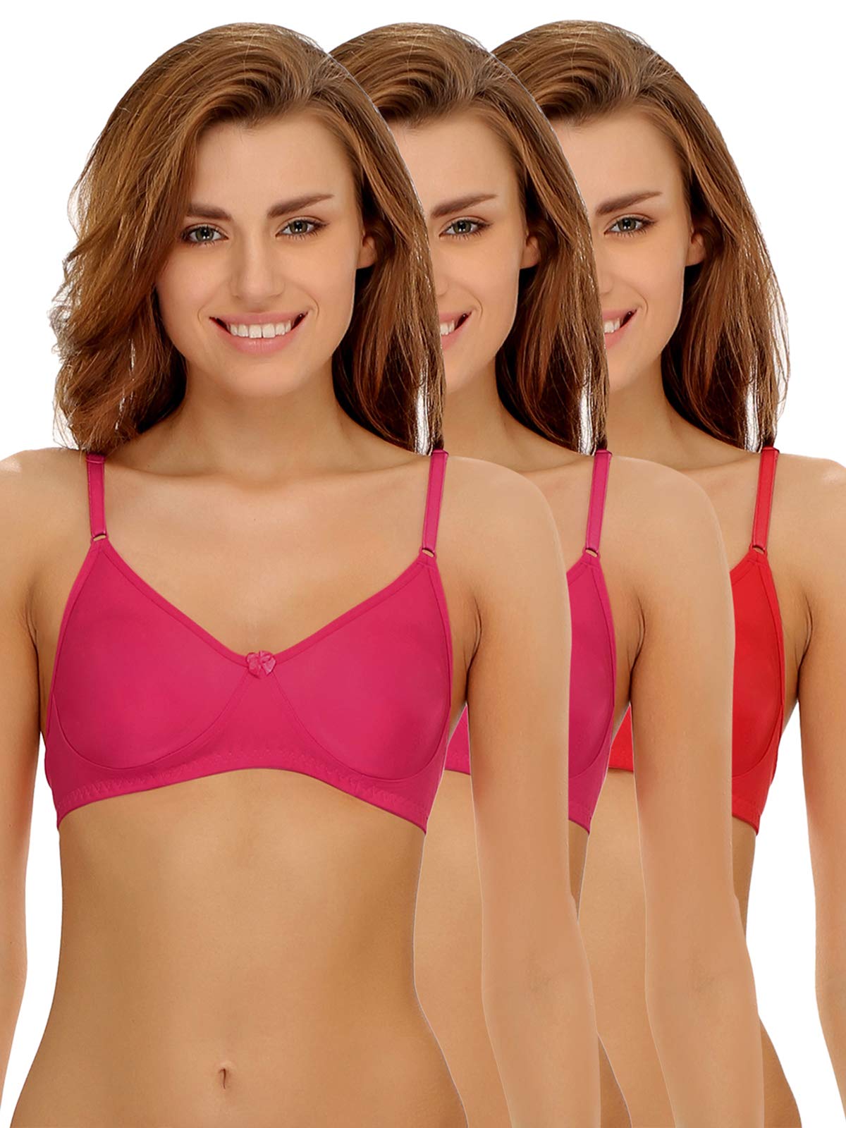 Clovia Womens Cotton T-Shirt Bra (Pack of 3) (Combrc022- Multi-Coloured_34C)