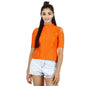 POPWINGS Womens Orange Cold Shoulder top