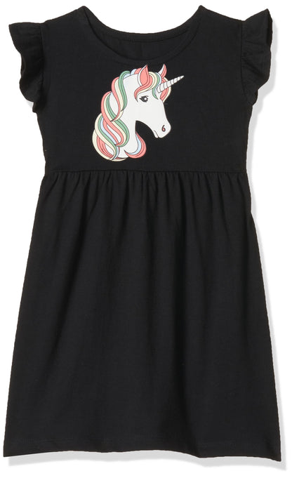 T2F Girls Cotton Printed Regular Fit Casual Dress