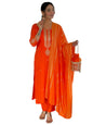 Naixa WomenS Orange Embroidered Straight Kurta With Chanderi Viscose Pant And Viscose Jacquard Dyed Dupatta Sets (Nx-Mv-610-Ora